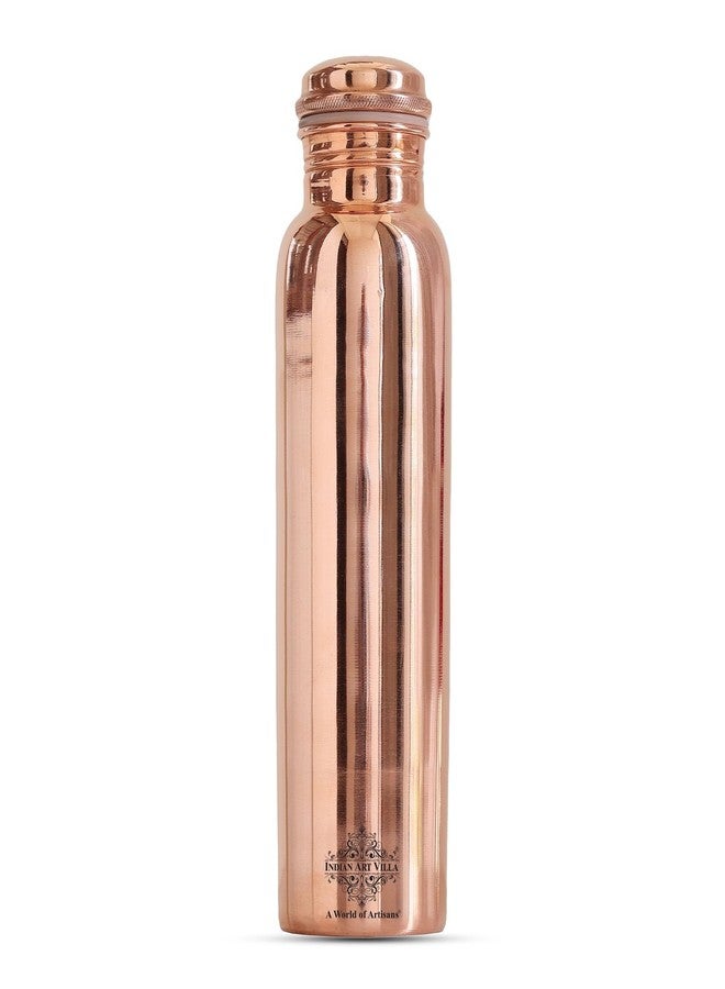 Indian Art Villa Copper Shine Finish Water Bottle - 900 ML, Pure Copper Bottle for Ayurvedic Health Benefits, Drinkware, Stylish Design for Daily Use, Yoga, Travel, Office, and Gifting - Image 2